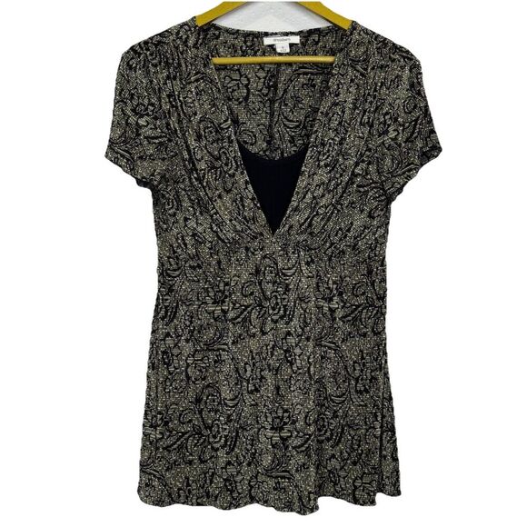 Vintage Y2K Dress Barn Womens Floral Babydoll Top Size 8 Brown Fairy Whimsigoth - Picture 1 of 6